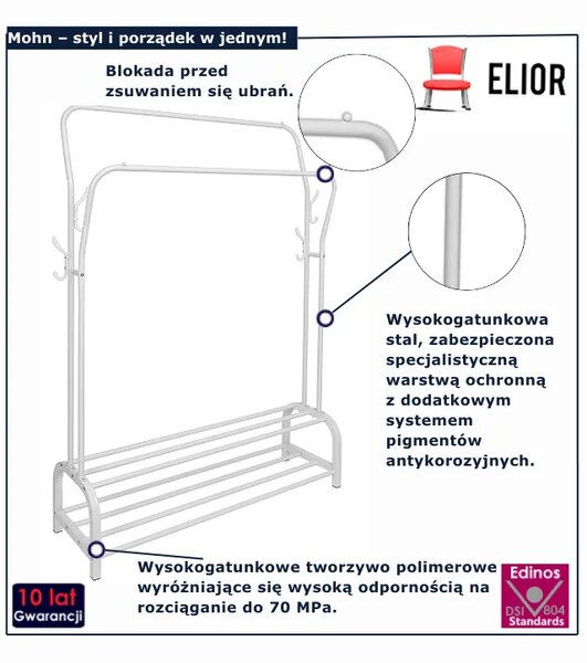 Wieszak biały z półkami N2-D85