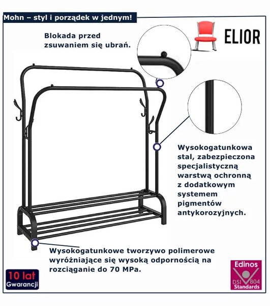 Wieszak czarny z półkami M6-G47