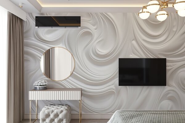 Fototapety Biała abstrakcyjna sztuka nowoczesna z płynnymi wirami i falami, gładka tekstura, elegancki, Fototapety Abstrakcja, w09059 : Uwalls.pl