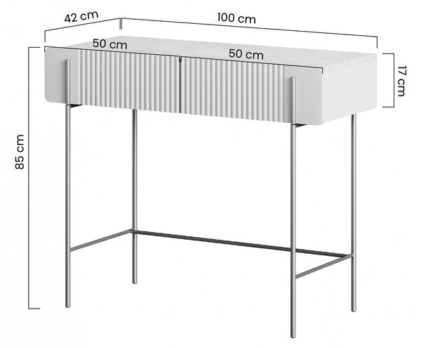 Toaletka Malmi 100 cm z szufladami - kaszmir / crema bianca / czarne nóżki