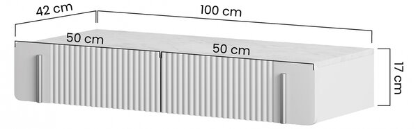 Toaletka Malmi 100 cm wisząca z szufladami - kaszmir / crema bianca / złoty
