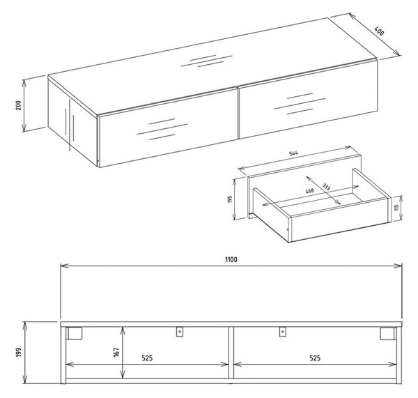 Biała wisząca toaletka z szufladami 110x40 cm | Umeblowana.com