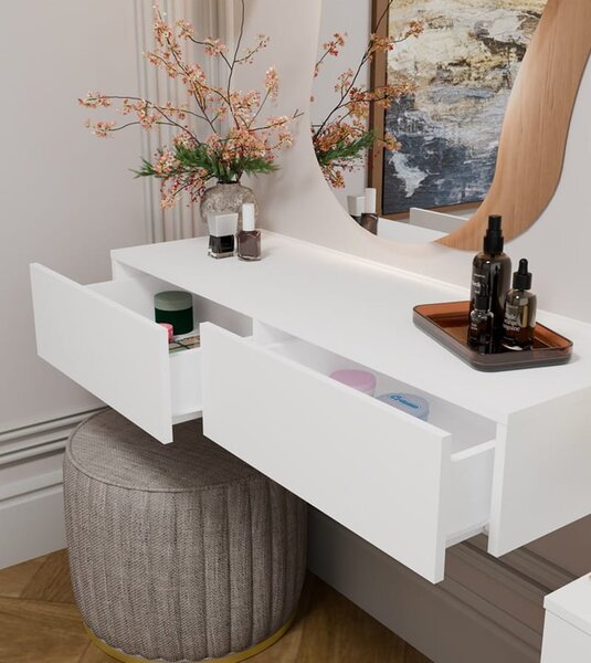 Biała wisząca toaletka z szufladami 110x40 cm | Umeblowana.com