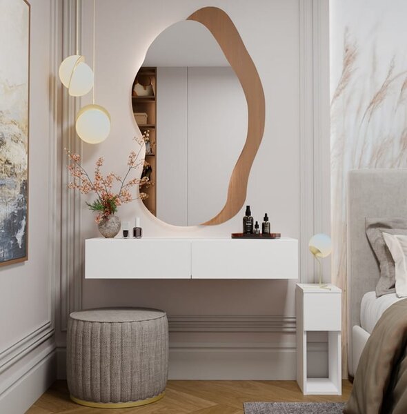 Biała wisząca toaletka z szufladami 110x40 cm | Umeblowana.com