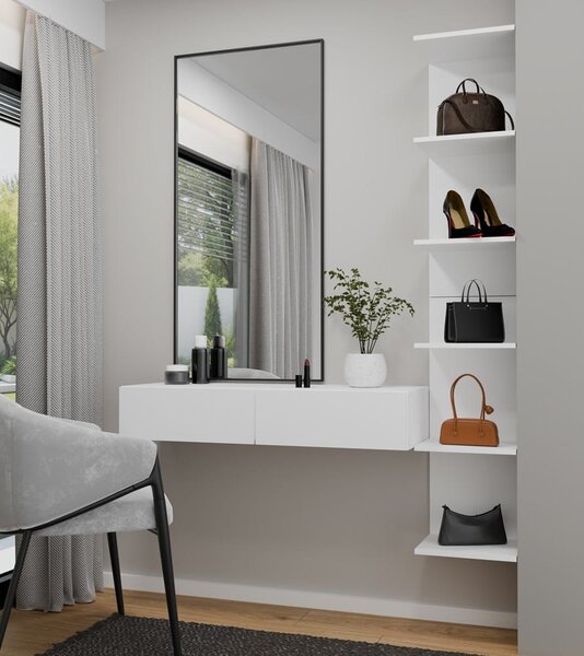 Biała wisząca toaletka z szufladami 110x40 cm | Umeblowana.com