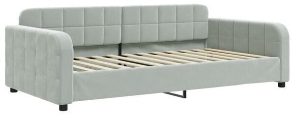 Sofa z funkcją spania, jasnoszara, 100x200 cm, obita aksamitem