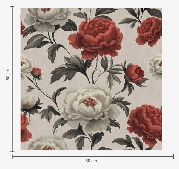 Tapety Piwonie w stylu retro na beżowym tle, Tapety Z kwiatami, a00107 : Uwalls.pl