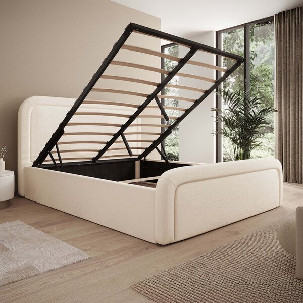 MebleMWM Łóżko tapicerowane z pojemnikiem SFG0154P | 180x200 | Boucle | Cream #33