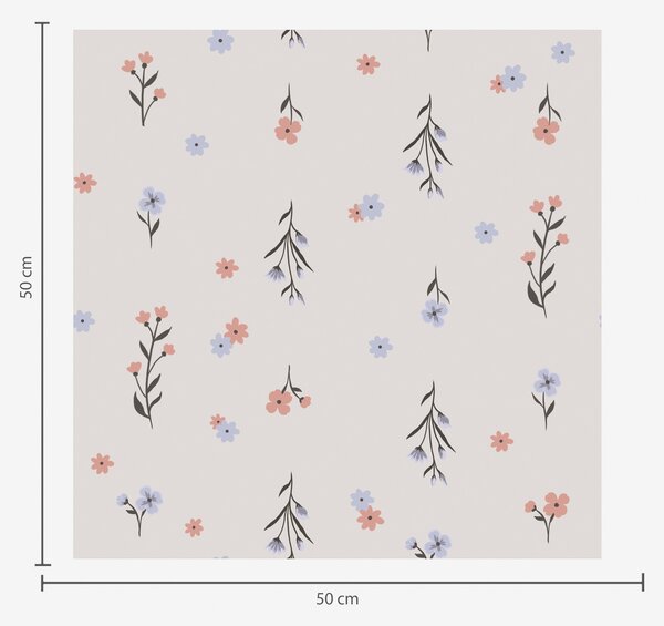 Tapety Małe kwiaty w jasnoróżowych i niebieskich odcieniach na kremowym tle, Tapety Boho, a00110 : Uwalls.pl