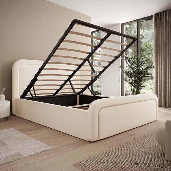 MebleMWM Łóżko tapicerowane z pojemnikiem SFG0154P | 160x200 | Boucle | Cream #33