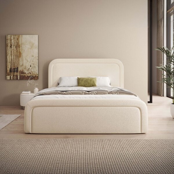 MebleMWM Łóżko tapicerowane z pojemnikiem SFG0154P | 160x200 | Boucle | Cream #33