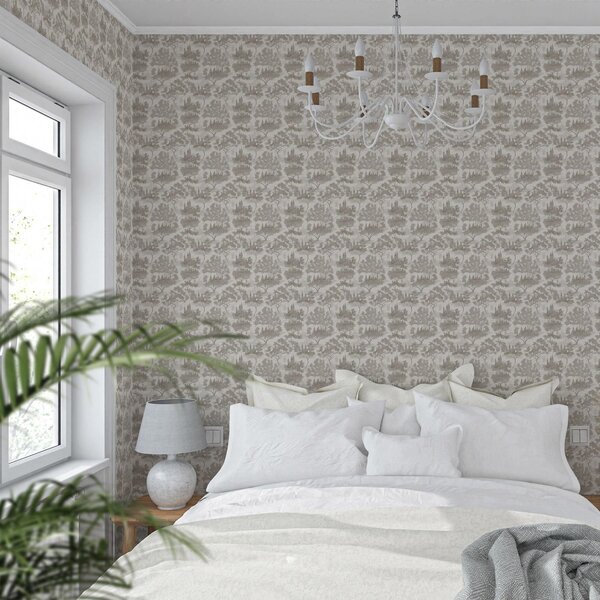 Tapety Zamek w lesie w szaro-beżowym stylu, Tapety las, Tapety Drzewa, a00130 : Uwalls.pl
