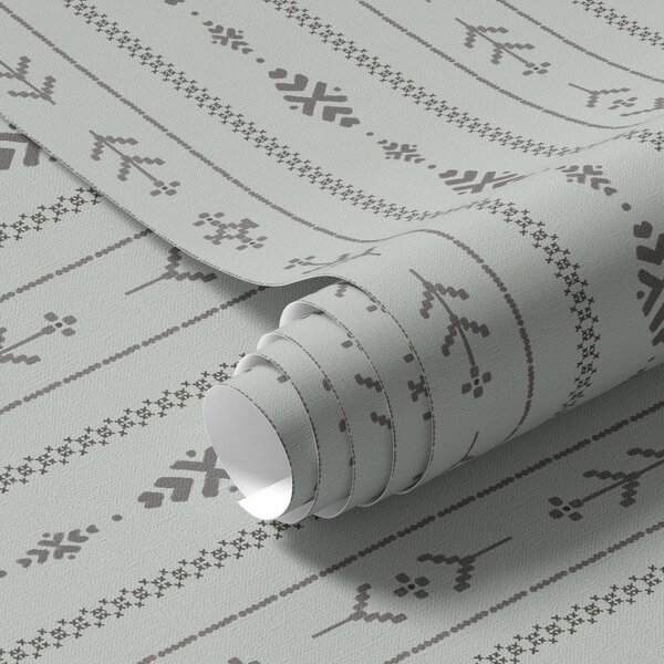 Tapety Etniczny motyw z wzorami w kolorach szarym i miętowym, Tapety Geometryczne, Tapety w paski, a00138 : Uwalls.pl