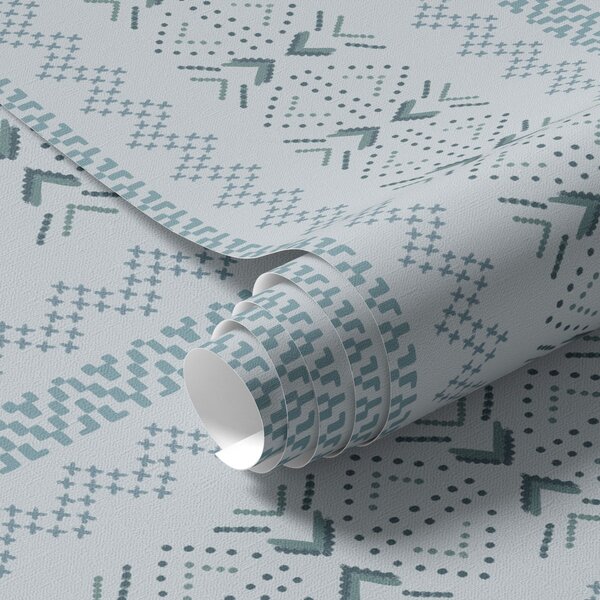 Tapety Geometria z ukraińskim haftem na niebieskim tle, Tapety Abstrakcyjne, a00139 : Uwalls.pl