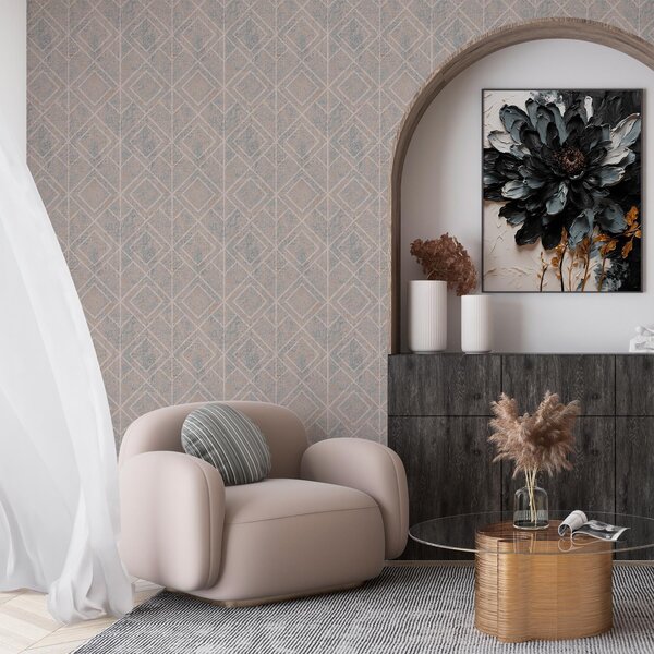 Tapety Klasyczne diamenty w kolorach niebieskim i beżowym, Tapety Abstrakcyjne, a00141v2 : Uwalls.pl