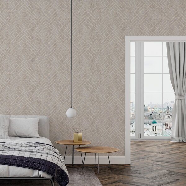 Tapety Retro wzór na szarym i beżowym tle, Tapety w stylu skandynawskim, a00142 : Uwalls.pl