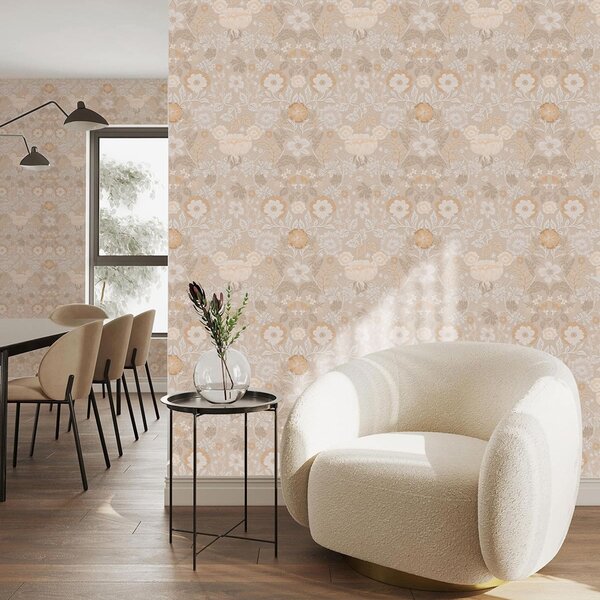 Tapety Beżowy kwiatowy nadruk w pastelowej palecie kolorów, Tapety wiejskie, a00145 : Uwalls.pl