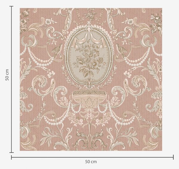 Tapety Barokowy ornament z kwiatami na różowym tle, Tapety w stylu francuskim, a00160 : Uwalls.pl