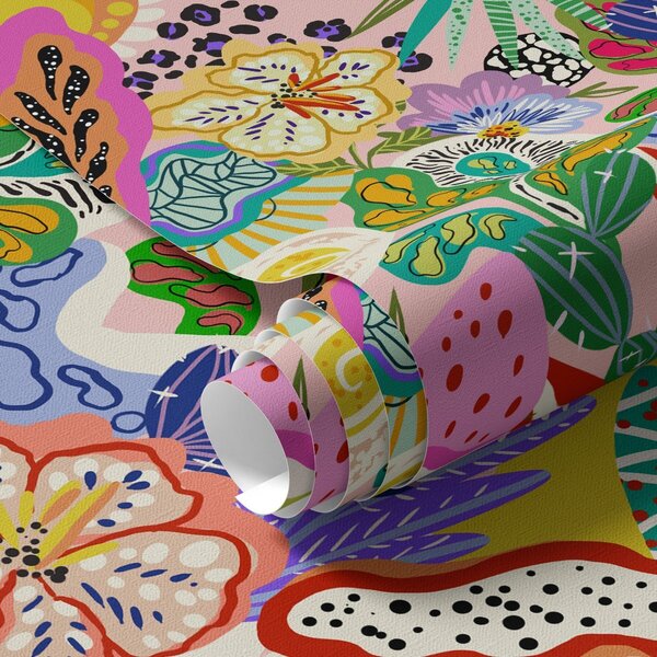 Tapety Abstrakcyjny kwiatowy nadruk w stylu pop-art, Tapety Z kwiatami, a00167 : Uwalls.pl