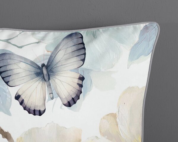 Biało-zielona pościel dwuosobowa z satyny bawełnianej 200x220 cm Adiwanya – Descanso