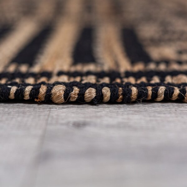 Czarno-naturalny dywan z mieszanki juty tkany ręcznie 160x230 cm Meander Jute – Flair Rugs