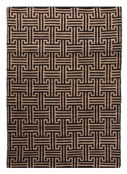 Czarno-naturalny dywan z mieszanki juty tkany ręcznie 160x230 cm Meander Jute – Flair Rugs