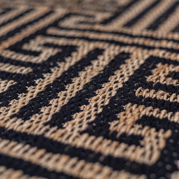 Czarno-naturalny dywan z mieszanki juty tkany ręcznie 160x230 cm Meander Jute – Flair Rugs