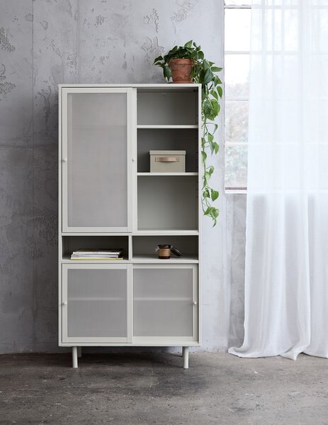 Szara metalowa szafka z drzwiami przesuwnymi 90x180x40 cm Veep – Unique Furniture