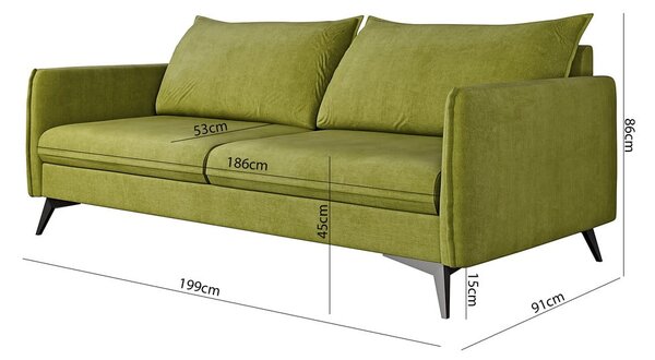 Zielona sofa 199 cm Juli Bis – Ropez