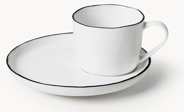 Ręcznie wykonana filiżanka do espresso z porcelany ze spodkiem Salt