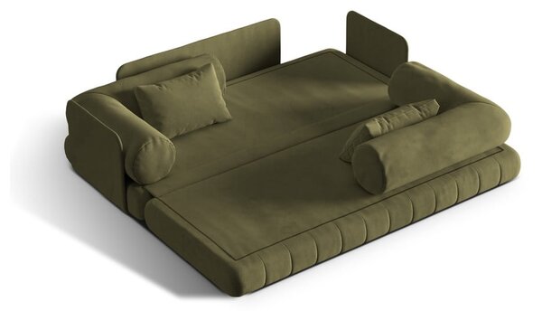 Zielona aksamitna rozkładana sofa 206 cm Kemi – Cosmopolitan Design