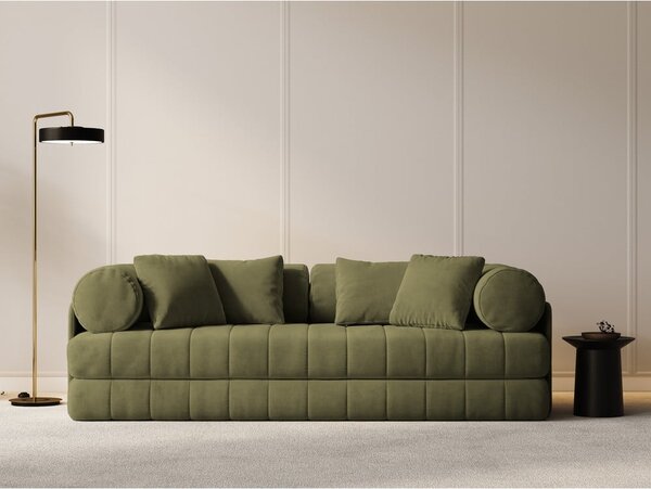 Zielona aksamitna rozkładana sofa 206 cm Kemi – Cosmopolitan Design