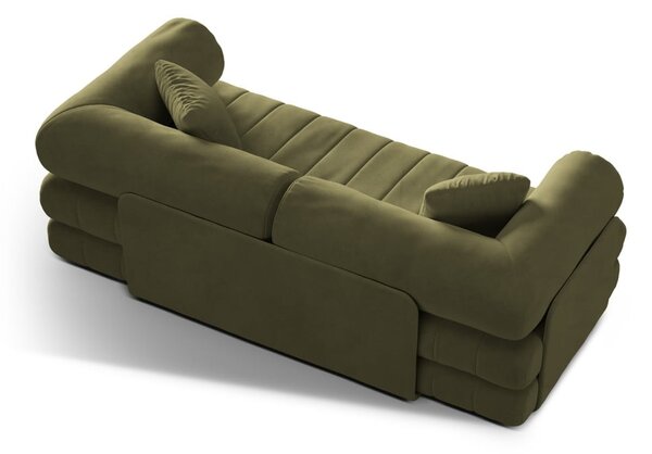Zielona aksamitna rozkładana sofa 206 cm Kemi – Cosmopolitan Design
