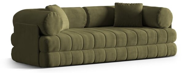 Zielona aksamitna rozkładana sofa 206 cm Kemi – Cosmopolitan Design