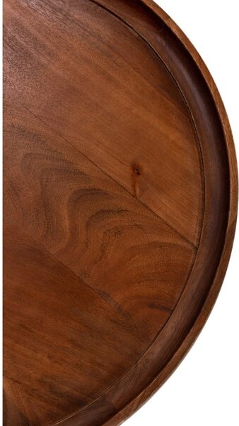 Ciemnobrązowy okrągły stolik z litego drewna mango 80x80 cm Giselle – MOME