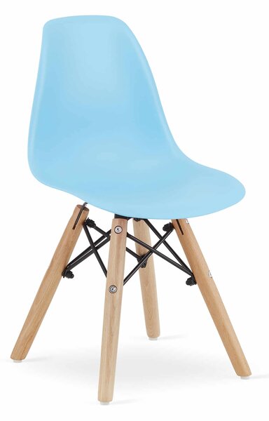 EMWOmeble Krzesełka skandynawskie ZUBI 3698 niebieskie, nogi drewniane / 4 sztuki