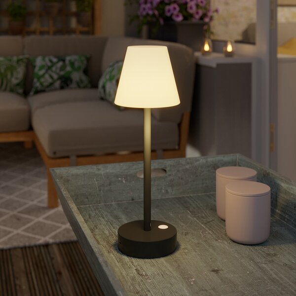 Zewnetrzna Lampa stołowa ciemnoszara z akumulatorem LED i ściemniaczem dotykowym - Renata Oswietlenie zewnetrzne