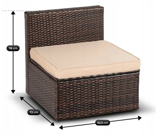 Zestaw Mebli Ogrodowych CALIENTE Modułowy Sofa 2x Fotel Stolik Tarasowy Brązowy/Beżowy Technorattan Nowoczesny