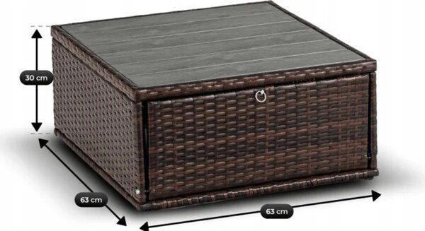 Zestaw Mebli Ogrodowych CALIENTE Modułowy Sofa 2x Fotel Stolik Tarasowy Brązowy/Beżowy Technorattan Nowoczesny
