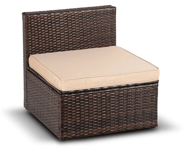 Zestaw Mebli Ogrodowych CALIENTE Modułowy Sofa 2x Fotel Stolik Tarasowy Brązowy/Beżowy Technorattan Nowoczesny