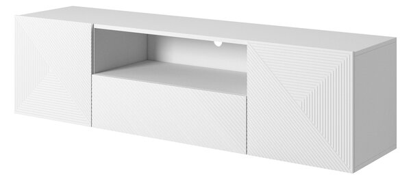 Wisząca szafka RTV Asha z szufladą i wnęką 167 cm - biały połysk