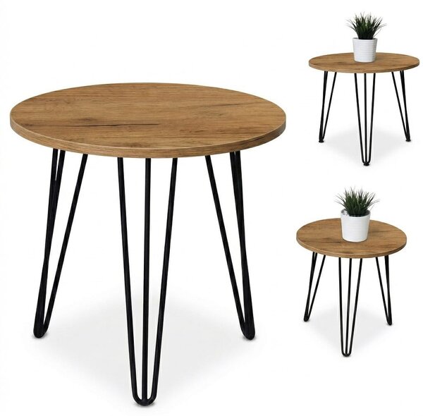 Stolik 70 cm okrągły nierozkładany, nogi Metalowe „ Hairpin legs_ ” I ArtDHome