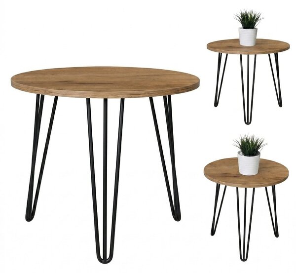 Stolik 70 cm okrągły nierozkładany, nogi Metalowe „ Hairpin legs_ ” I ArtDHome