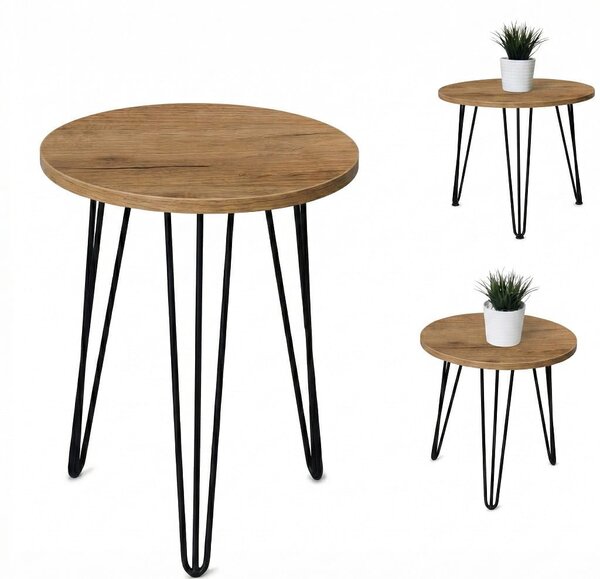 Stolik 50 cm okrągły nierozkładany, nogi Metalowe „ Hairpin legs_ ” I ArtDHome