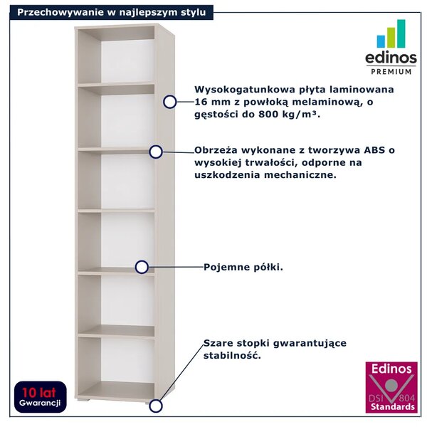 Wąski regał do salonu 40 cm kaszmir C7-R37