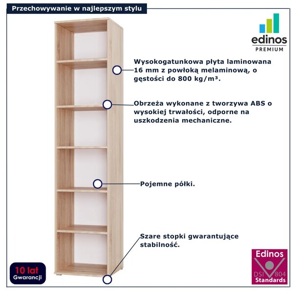 Wysoki regał skandynawski 50 cm dąb sonoma E1-H93
