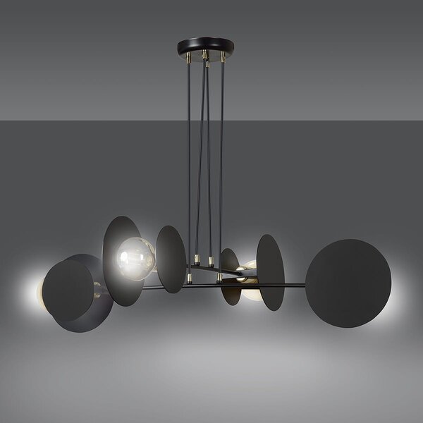 Idea 4 Black 792/4 Lampa Wisząca Loft Regulowana Oryginalny Design Czarna