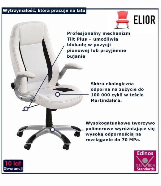Biały biurowy fotel obrotowy P3-P54