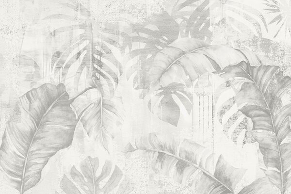 Fototapety Tropikalne liście w stylu grunge, monochromatyczne odcienie, Fototapety Natura, Fototapety Palmy, w03956v1 : Uwalls.pl