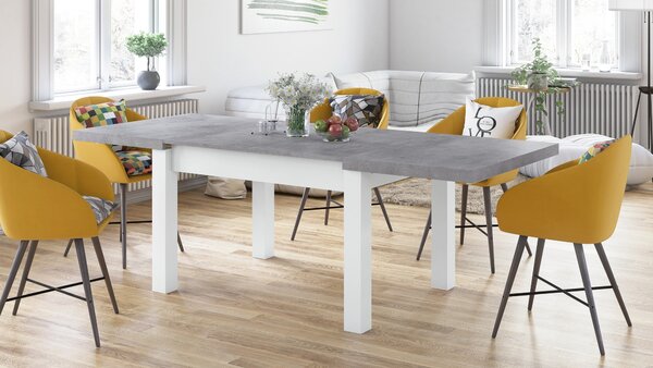 ROYAL Beton Millenium/Biały Mat - STÓŁ ROZKŁADANY DO 2,7 m